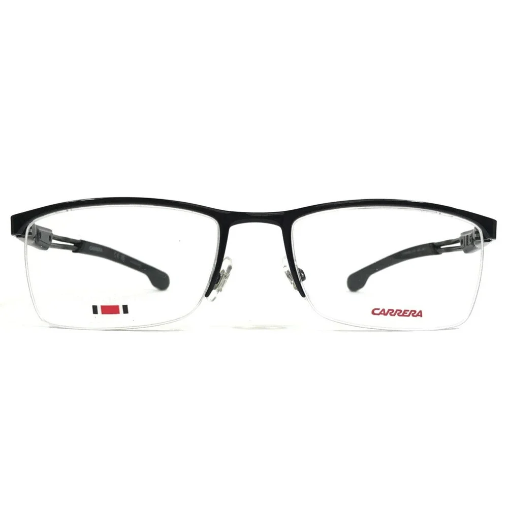 Carrera Eyeglasses Frames 4408 807 Shiny Black Rectangle Half Rim 56-19-140
